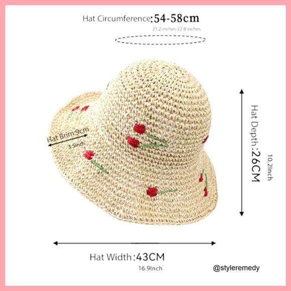 Straw Bucket Hat Wide Brim Sun Hat Packable Summer Beach